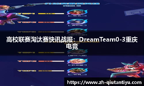 高校联赛淘汰赛快讯战报：DreamTeam0-3重庆电竞